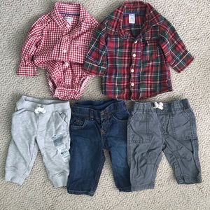 Carters Boys Shirt Pant Bundles 5 Pieces 0-3 Month